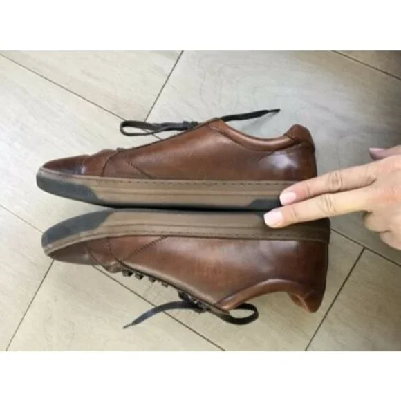 JOHNSTON & MURPHY FENTON LACE-UP leather sneakers men brown 9.5 M rts$139 Oxford - Picture 5 of 8